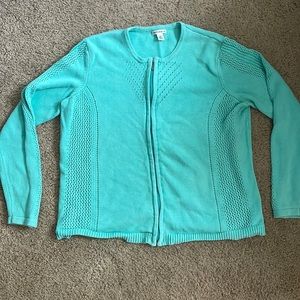 Croft & Barrow Knitted Teal Zip Up Sweater